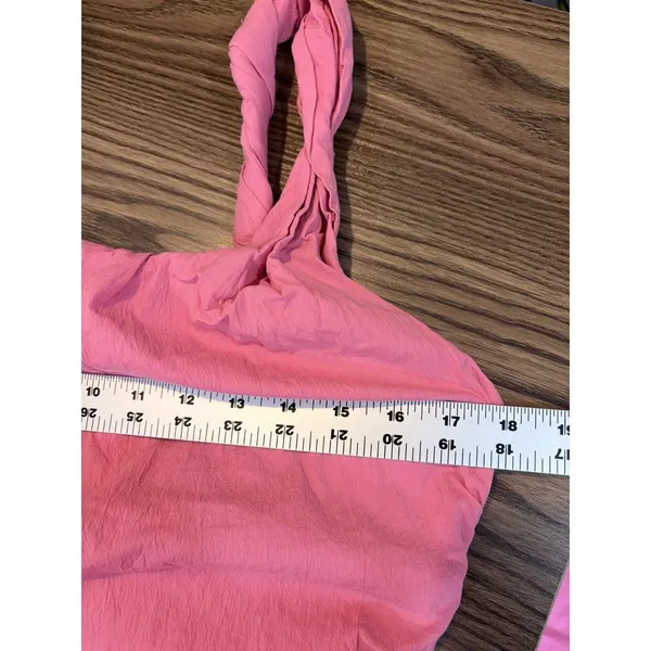 Zara Pink Square Neck Midi Dress Ruched Twisted Straps‎ XL - Image 7