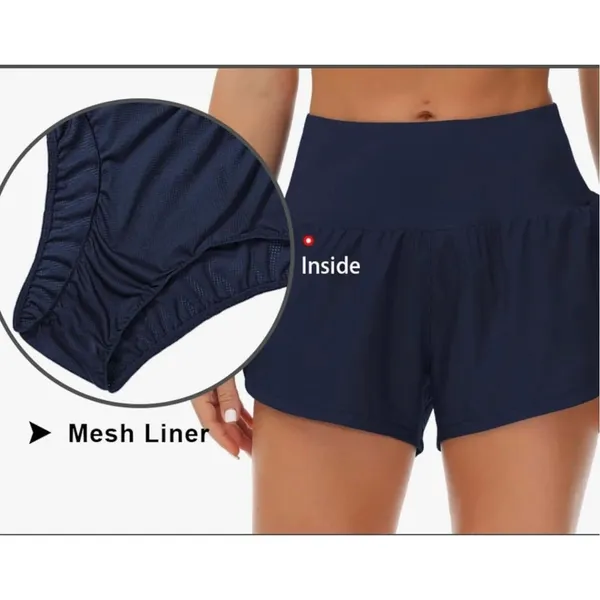 THE GYM PEOPLE High Waisted Running Shorts Navy Blue Size M New With Tag - Image 5