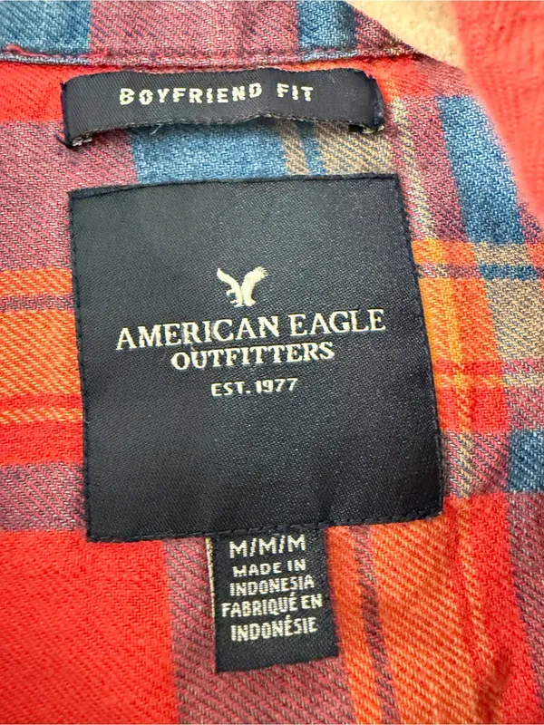 American Eagle Outfitters Red Plaid Button-Down Shirt - Image 3