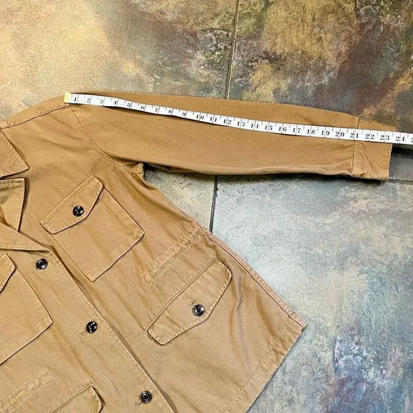 J. Crew Brigadier Utility Jacket Coat Khaki Military Cinch Waist Size Small - Image 4