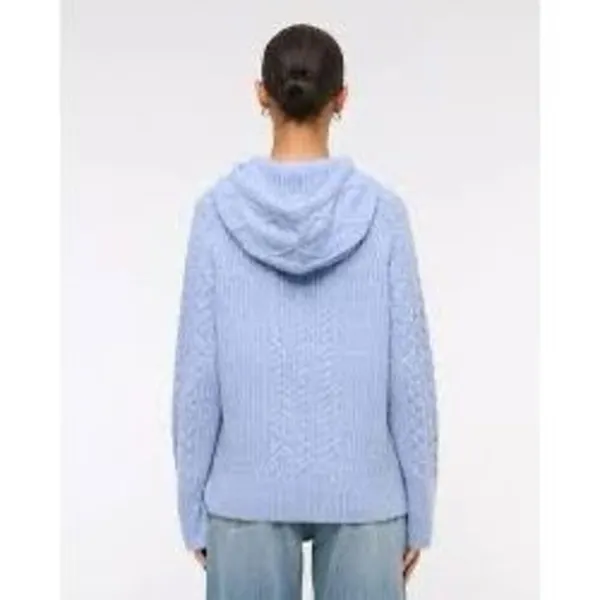 ✨Abercrombie & Fitch Boucle Cable-Knit Light Blue Sz Medium Hoodie✨ - Image 6