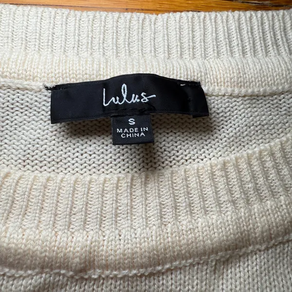 Lulus Cream Knit‎ Sweater Women's Small Long Sleeve Round Neck Casual - Image 4