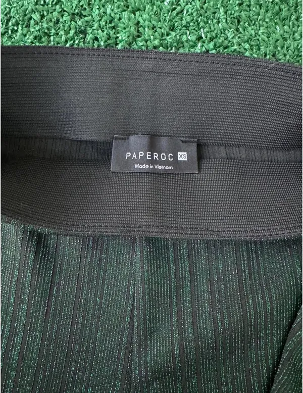 Paperoc Green LurexMetallic Flare Pants & Tube Top Set - Image 7