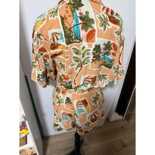 Label of Love Tropical Palm Tree Print Romper Playsuit Larg Resort Vacation Boho - Image 4