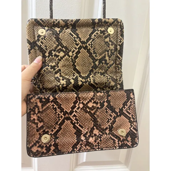 Zara Purse Womens Handbag Animal Print Shoulder Bag Brown Bronze Rectangular - Image 7