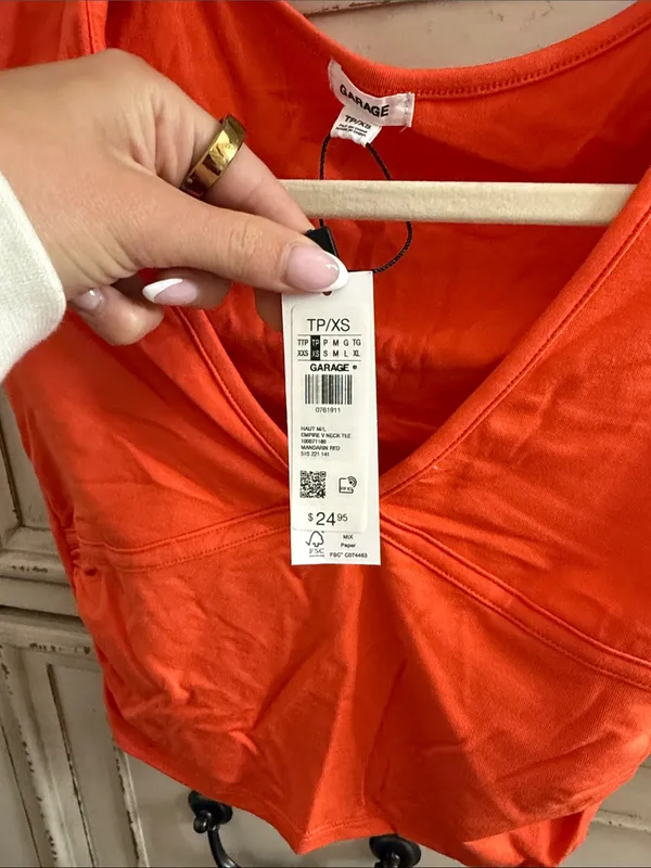 Garage Orange V-Neck Short Sleeve Top - Image 2