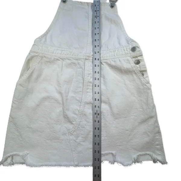 Envy White Denim Overall Skirt Womens Small‎ Pinafore Dress Mini Festival Boho - Image 7