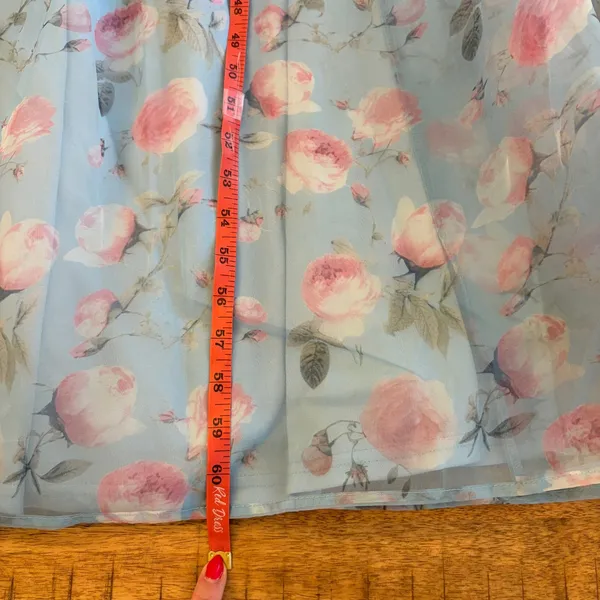 Lulus Garden Romance Organza Maxi Dress M Light Blue Floral Print Formal Wedding - Image 16