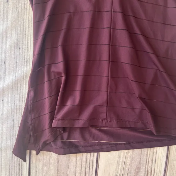 Athleta Max Out Chi Burgundy Sheer Stripe Side Tie Tank Top - Image 9