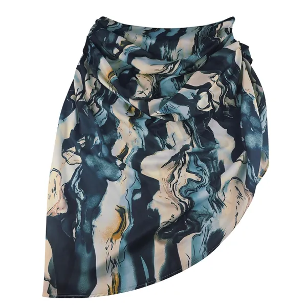PrettyLittleThing-1939 Women's Blue Marble Print Sleeveless Midi‎ Skirt US 14 - Image 4