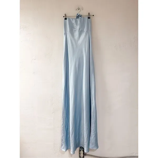 Princess Polly Legacies Strapless Maxi Dress in Satin Icy Blue Size 12 - Image 2