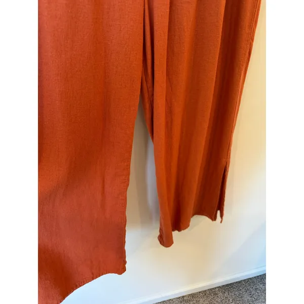 Rewash Mid Rise Button Front Pleated Wide Leg Pants Orange Women's Large Boho - Image 5