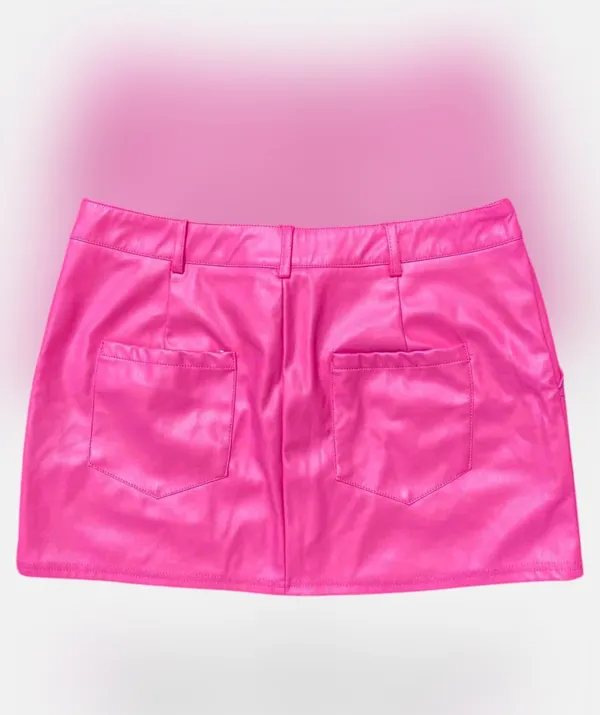 💕 NWOT Better Be Size Medium Hot Pink CZ Cubic Zirconia Crystal Embellished Vegan Leather Mini Skirt 💕 - Image 2