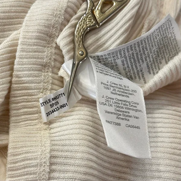 Madewell NEW Ribbed Lace Up Tee Shirt Womens L Short Sleeve Ivory White FLAW - Image 10