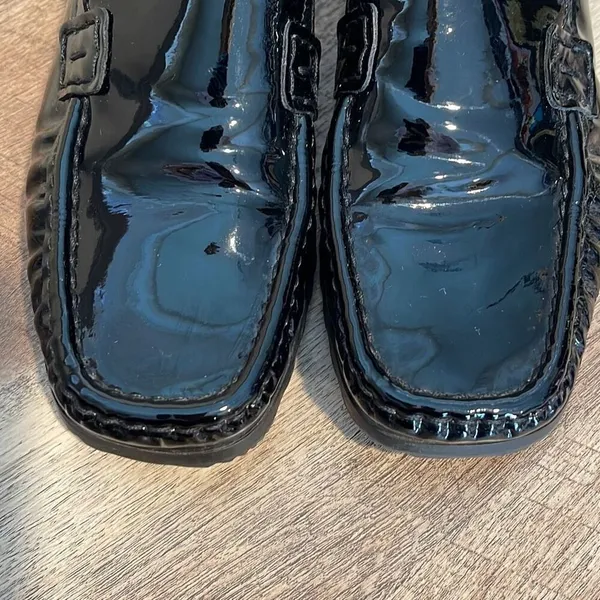 Ara Womens Patent Leather Square Toe Slip-On Loafer‎ Flat Shoes Black Size 6.5 - Image 6