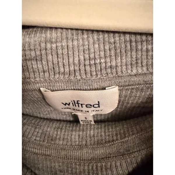 Wilfred Aritzia Gray Wool Blend Off The Shoulder‎ Italian Knit Midi Dress Size S - Image 5