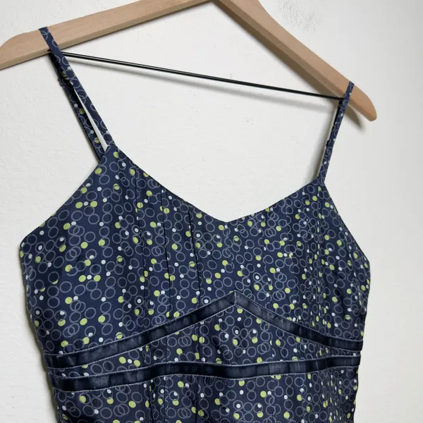 Fossil Women 100% Silk Cami Top Medium Blue Polka Dot Preppy Whimsigoth Fairy‎ - Image 3