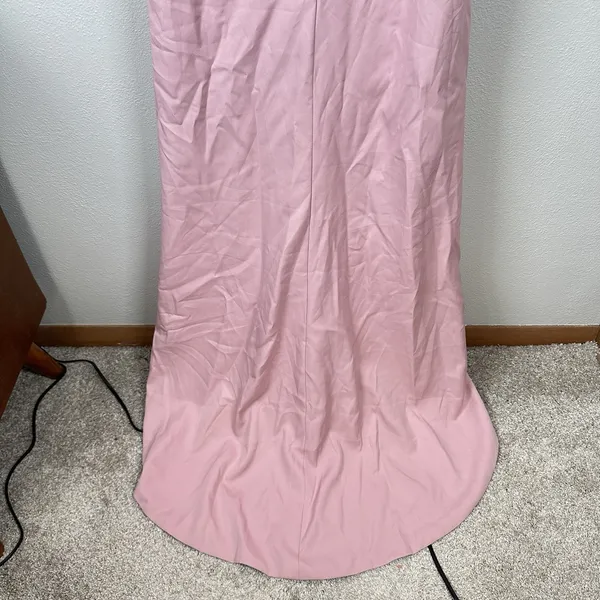 NEW Cocomelody Formal Gown Womens 2? Pale Pink Rosette Strapless Maxi Train Prom - Image 7