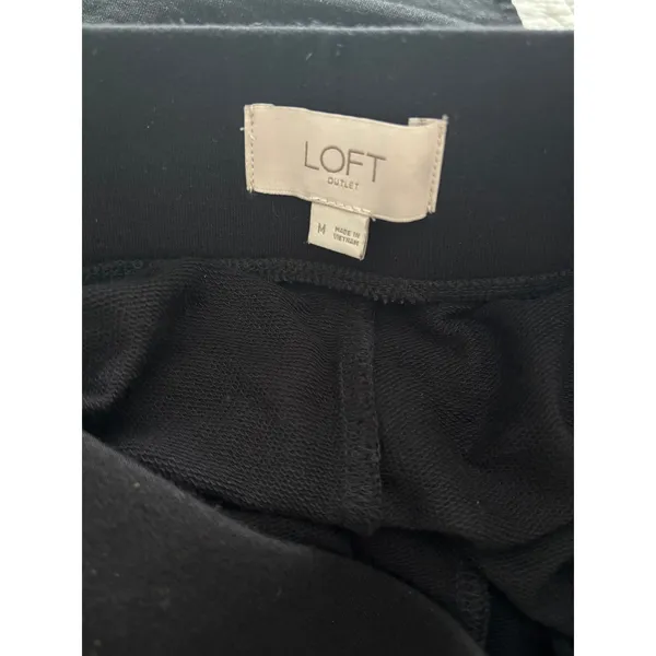 Loft Outlet Womens Black Wide Leg Crop Pants Elastic Waist Travel Lounge Medium - Image 3