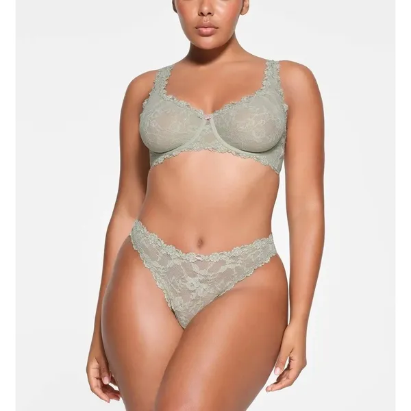 Skims Stretch Lace Unlined Full Coverage Bra Talc Multi Size 34B - Image 9