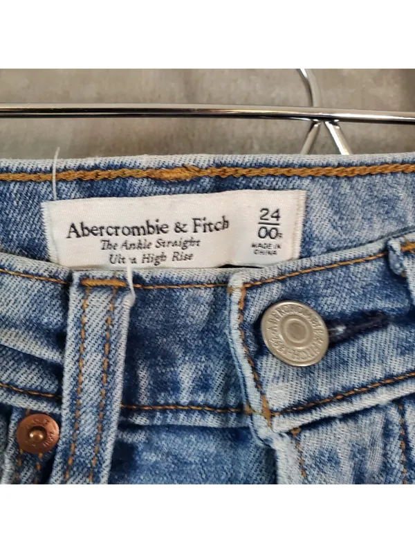 Abercrombie & Fitch The Ankle Straight Ultra High Rise Medium Wash Jeans 24 - Image 3
