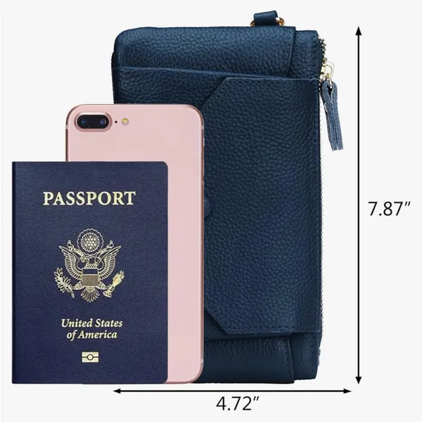Yaluxe Blue Leather Wristlet - Image 9