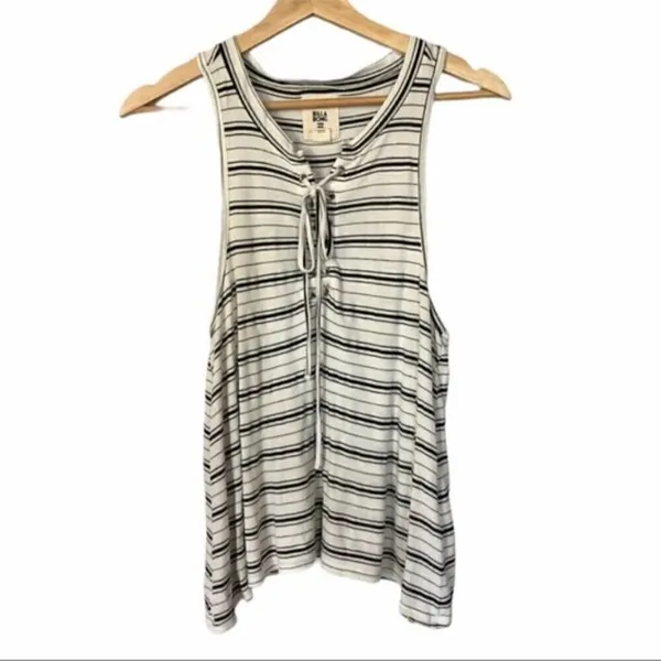 Billabong Let Loose Black & White Lace Up Tank‎ Top L - Image 3