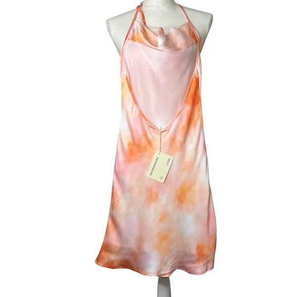 Peppermayo Winona Halter Slip Dress in Peach Tie Dye Mini Dress US 2 NWT - Image 3