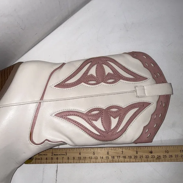 Billini Claire White Pink Equestrian Megan Moroney Concert Cowgirl Boots Size 10 - Image 15