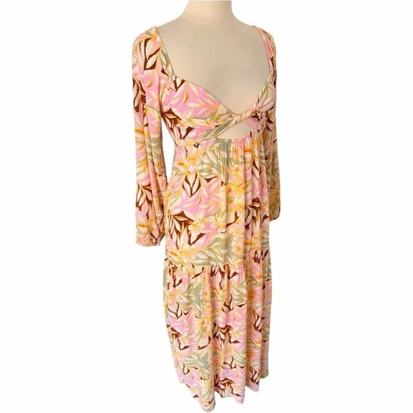 ROXY On Holiday Long-Sleeve Maxi Dress Twist‎ Front with Cutout, XS - Image 9
