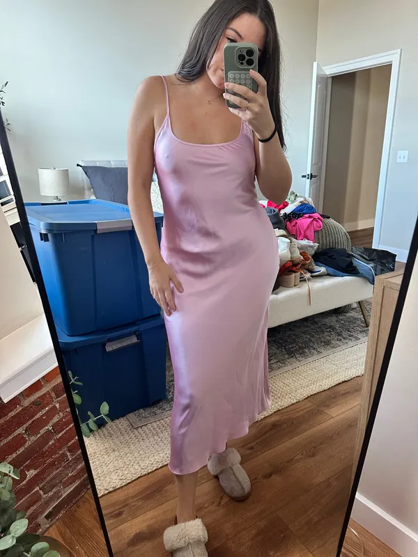 Pink Maxi Satin ZARA Dress - Image 3