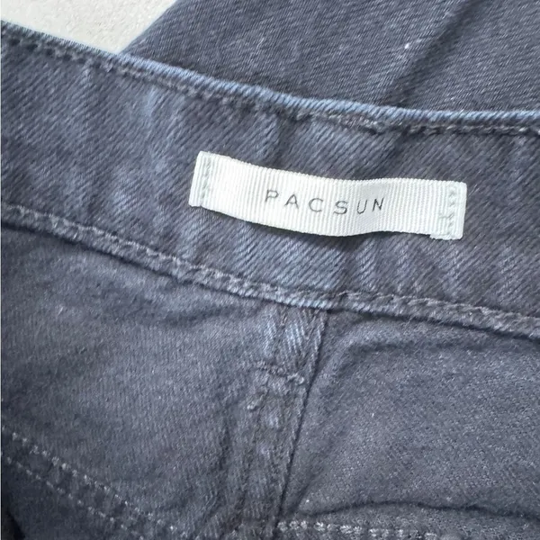 Pacsun Black Distressed Baggy Jeans Womens 25 Button Fly Casual Wide Leg Denim - Image 10
