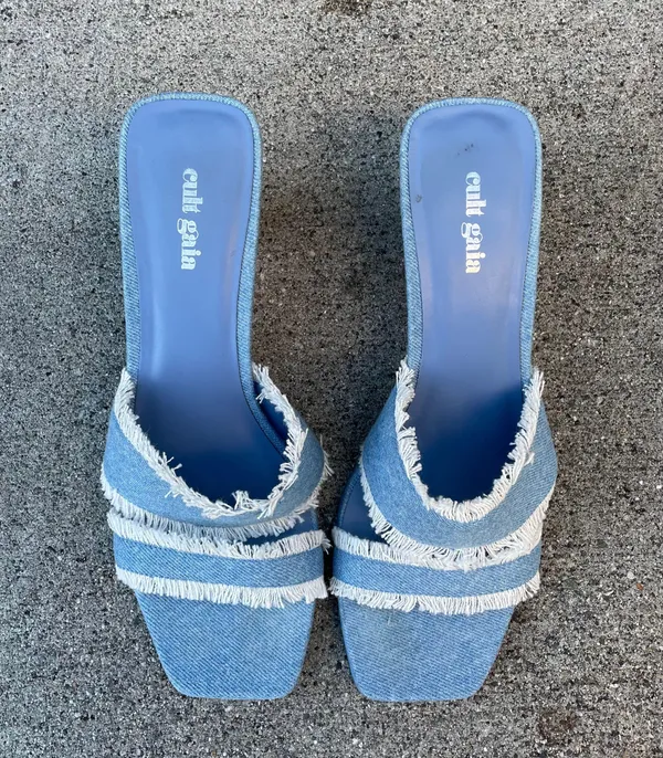 Fae denim fringe slides sandals size IT 39 US 9 - Image 8