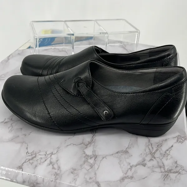Dansko Franny Loafers Womens 39/ 8.5‎ Black Leather Slip On Low Wedge Shoes - Image 5