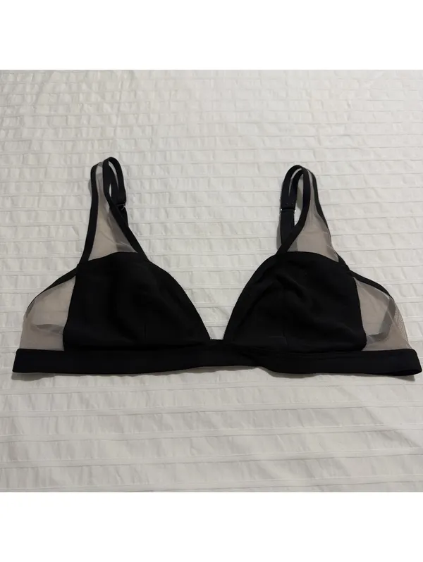Victoria's Secret Unlined Bralette Sz M Medium Black With Nude Mesh - Image 11