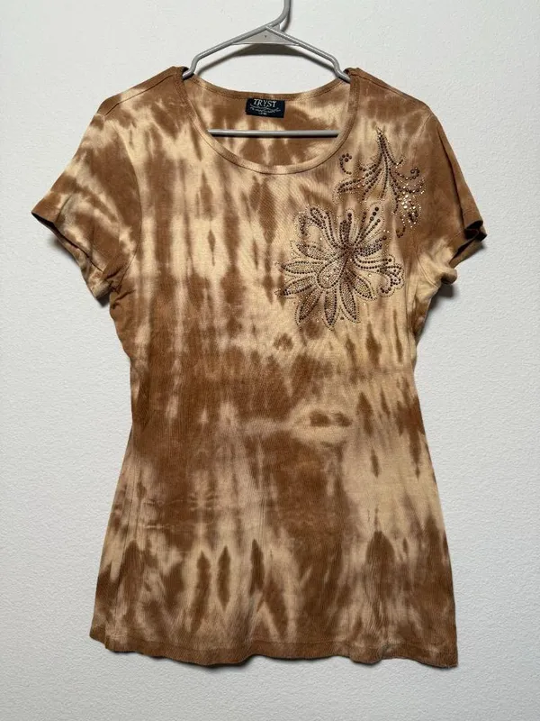 Y2K Soft Grunge Brown Tie-Dye T-Shirt - Image 3