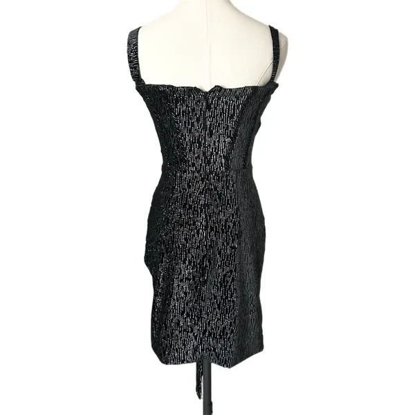 Lavish Alice Altered Crystal Velvet Mini Dress Black Metallic Corset Drape Sz 4 - Image 3