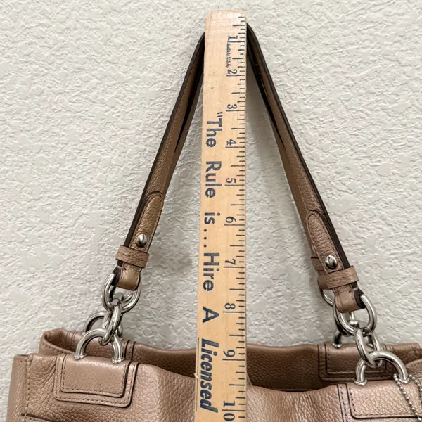COACH F16531 Penelope Metallic Golden Beige Pebbled Leather Carryall Satchel Bag - Image 10
