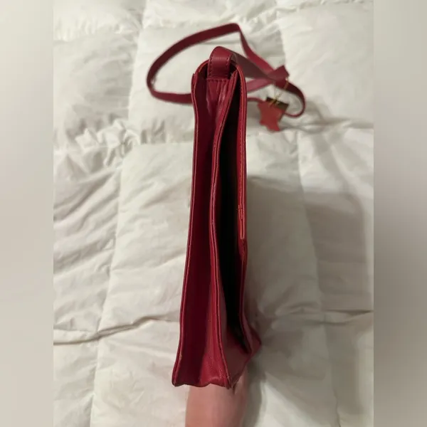 Red and Black Patterned Leather Crossbody Bag - Image 4