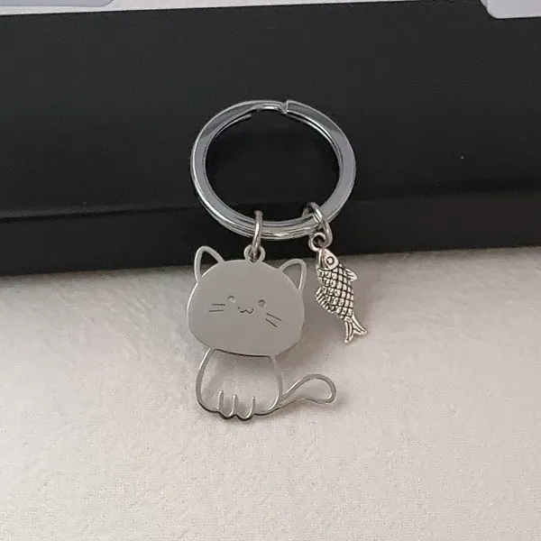 Cat Fish Keychain Charm for Men Women Car Keychain Key Ring Bag Charm - Image 3