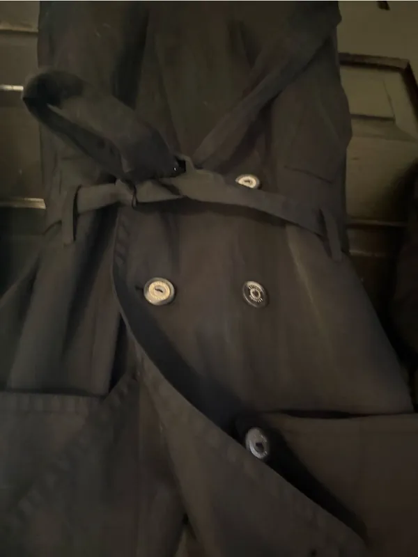 Express Black Double-Breasted Trench Coat with Waist Tie - Image 2