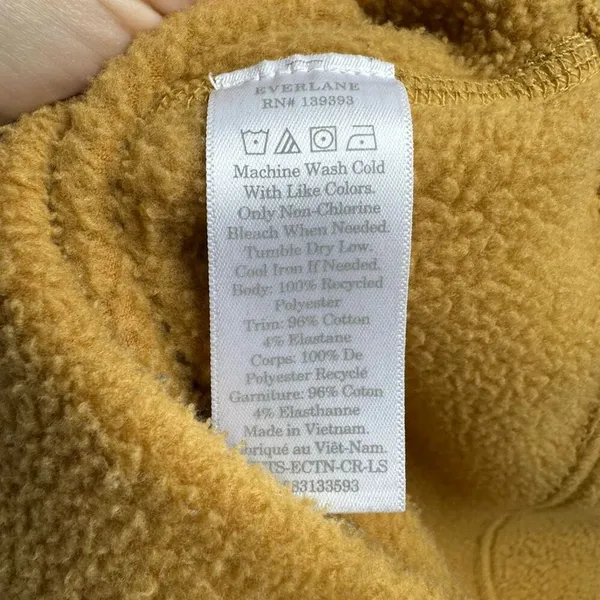EVERLANE ReNew Oversized Plush Fleece Sweatshirt Teddy Crewneck Mustard Size XS - Image 6
