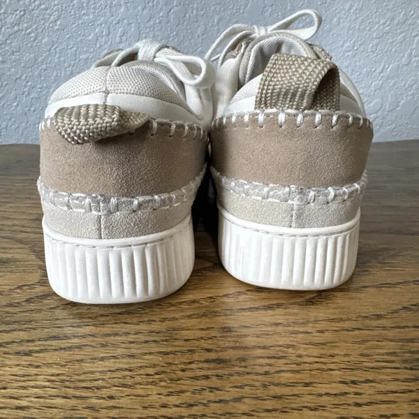 Dolce Vita Women's Fashion Sneakers Size 7.5 Cream Brown Lace Up Soft Casual - Image 6