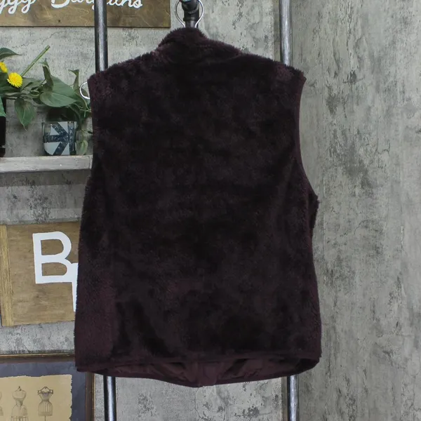 NEW Lands' End Womens Cozy Sherpa Fleece Vest 547681 Dark Plum Purple M - Image 3