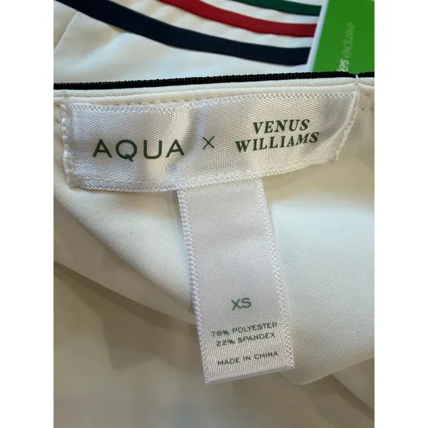 Aqua x Venus Williams Striped Pleated Active Tennis White Mini Dress XS NWT - Image 3