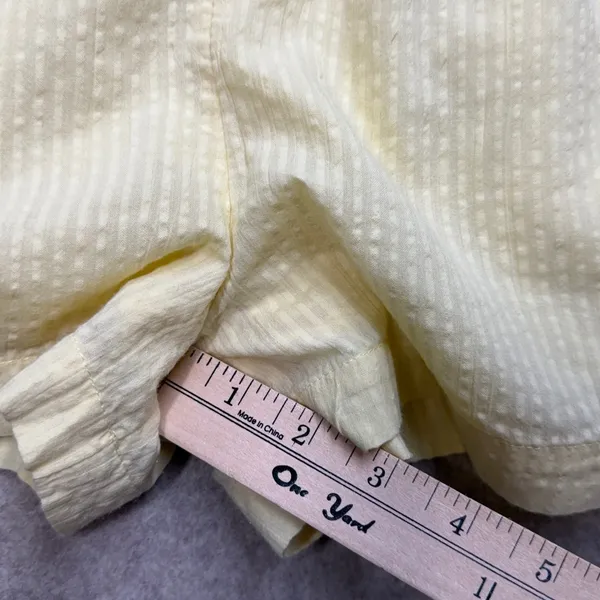 Billabong Womens Yellow Striped Puff Sleeve Button Front Seersucker Romper Sz‎ S - Image 9