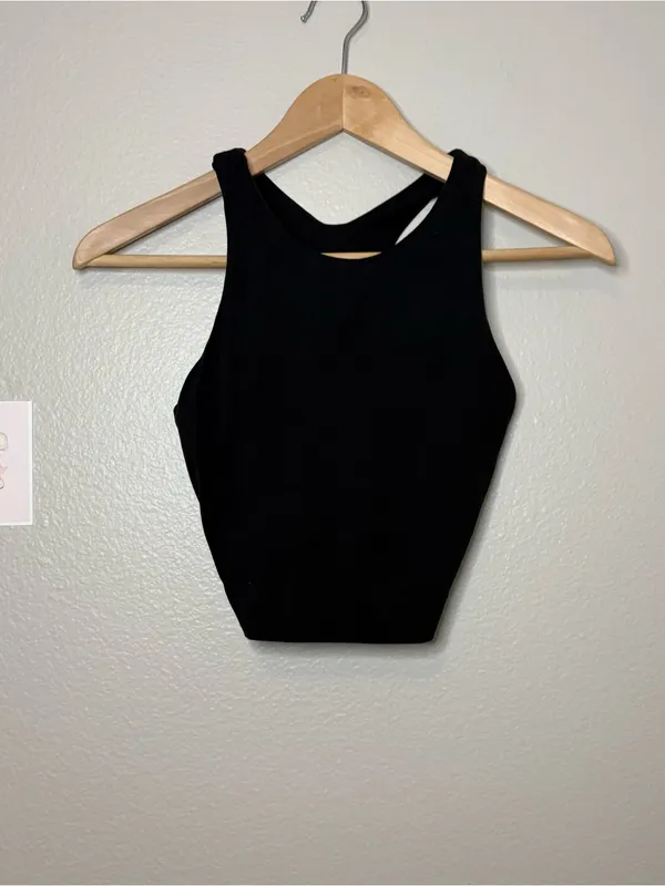 Athleta preppy casual athletic XS influencer aesthetic bra sports XS black crop - Image 3