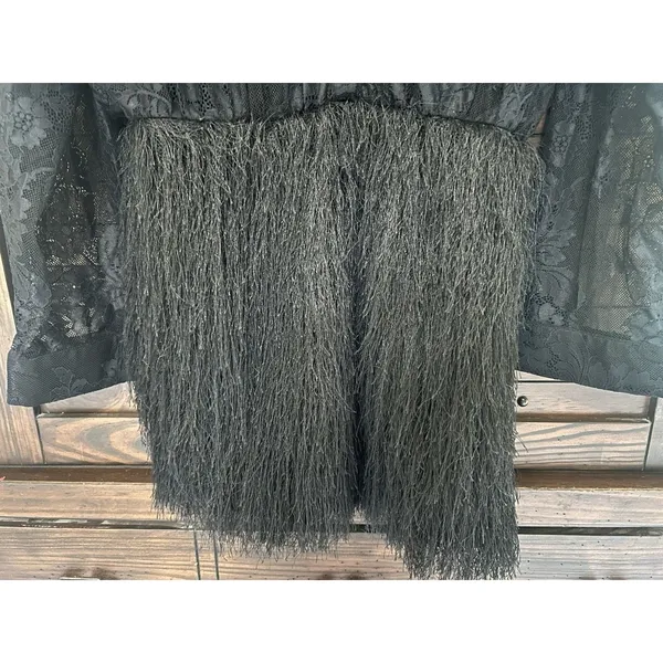 Anthropologie Maeve Fringe Twofer Dress Black Sz M NEW Elegant Classic Party - Image 7