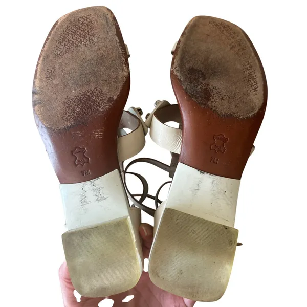 Tory Burch Aurora Studded Gladiator Sandals White‎ Leather Size 7 Rare - Image 7