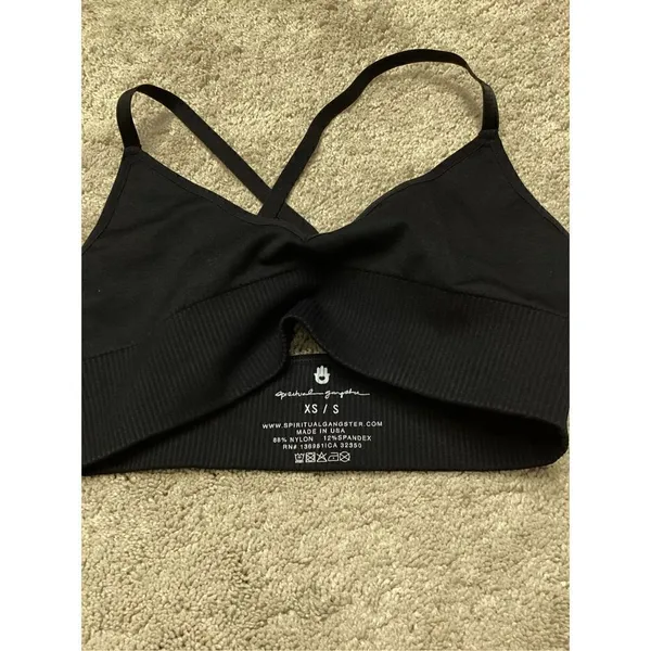 New. Spiritual Gangster V-neck black bralette. XS/S. Retails $68 - Image 7
